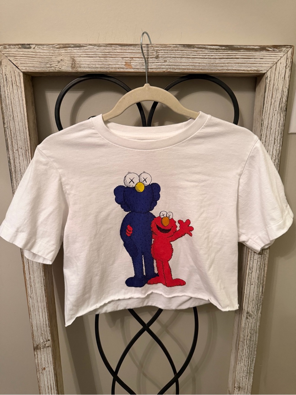 Uniqlo UT KAWS Sesame Street Elmo Cookie Monster Graphic Cropped Tee XXS